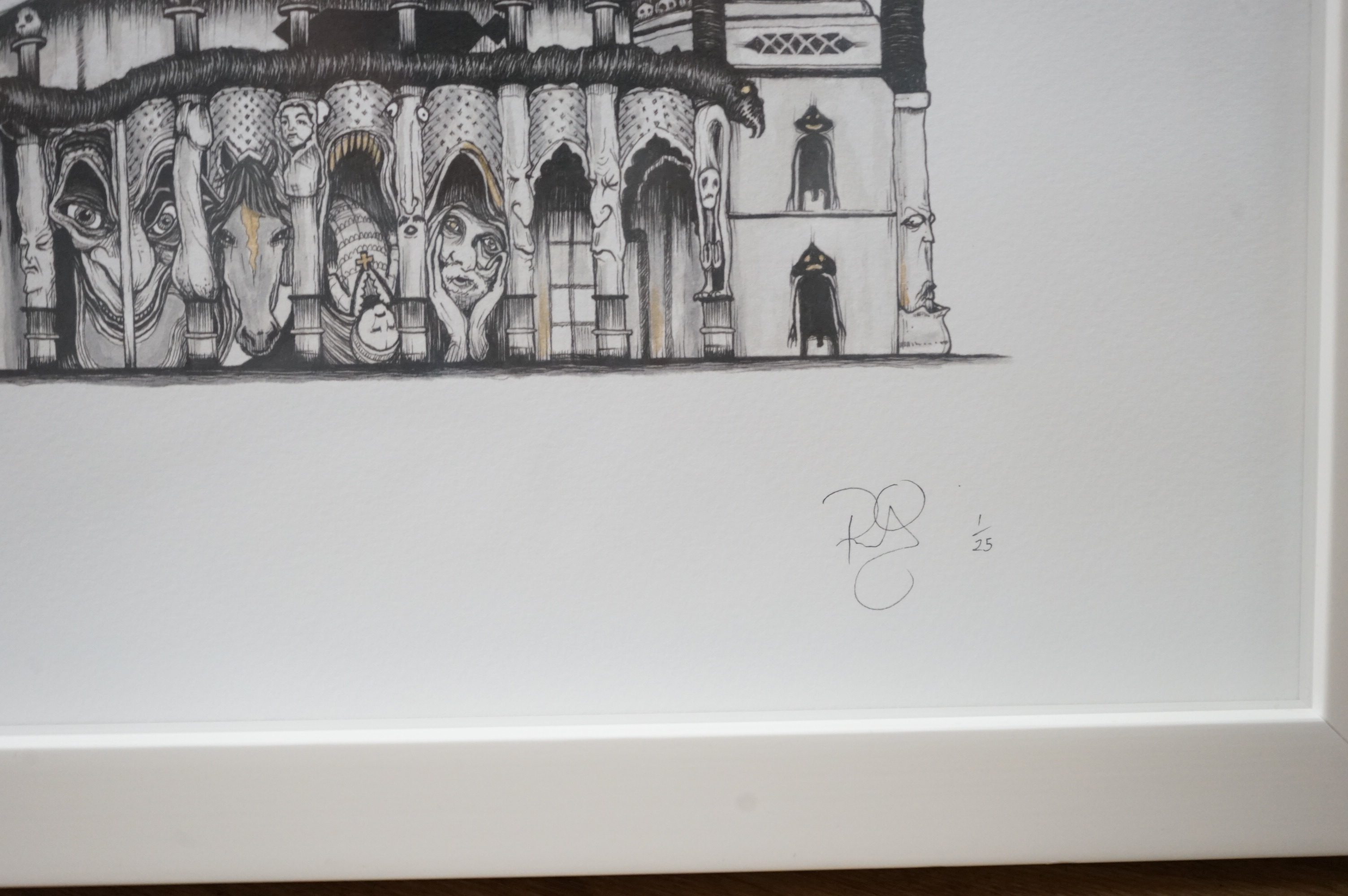 Richard Berner (contemporary), gicleé print, Surreal view of Brighton pavilion, signed in pencil, limited edition 1/25, 29 x 75cm